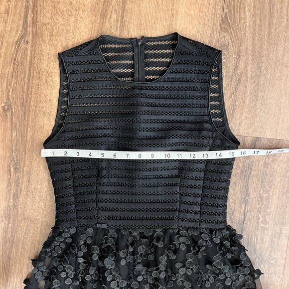 NEW Theory Black Petal Feathered Texture Party Dress Sz 00 - Picture 5 of 15